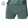 Großhandel 😀 Replay Trunks 2er Pack I101194/N203 Baumwoll-Stretch, Dunkelgrün-hellgrau gepunktet, Dunkelgrün-hellgrau 🌟