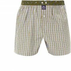 Brandneu 🌟 MC ALSON Boxer-Shorts 4407/oliv Boxershorts, Baumwolle, Oliv-hellblau kariert 🔥