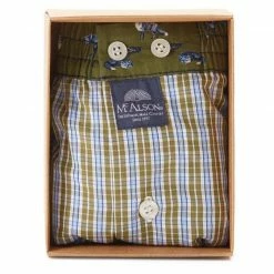 Brandneu 🌟 MC ALSON Boxer-Shorts 4407/oliv Boxershorts, Baumwolle, Oliv-hellblau kariert 🔥 -Wäsche Verkaufsladen 373071 norm3