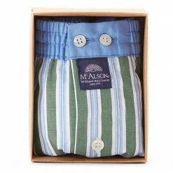 Bester Verkauf 😀 MC ALSON Boxer-Shorts 4422/blau-grün Boxershorts, Baumwolle, Hellblau-oliv gestreift 💯 -Wäsche Verkaufsladen 373077 norm3