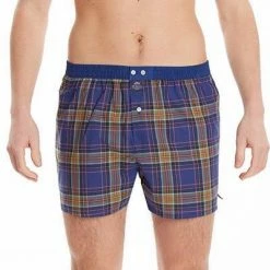 Bester Verkauf ❤️ MC ALSON Boxer-Shorts 4433/navy Boxershorts, Baumwolle, Kobalt-ocker kariert 🎁 -Wäsche Verkaufsladen 373081 norm2