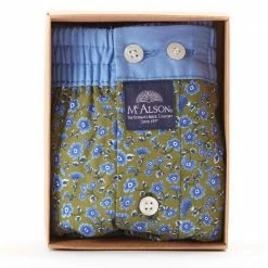 Bestes Angebot 😀 MC ALSON Boxer-Shorts 4442/oliv Boxershorts, Baumwolle, Oliv-hellblau gemustert ⭐ -Wäsche Verkaufsladen 373086 norm3