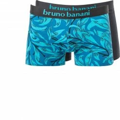 Budget 😉 bruno banani Shorts 2er Pack Leaf 2201-2328/4305 Trunks, Baumwoll-Stretch, Blau-graphit gemustert, Seeblau-graphite 🔥
