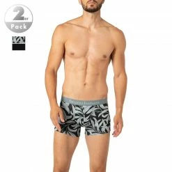 Rabatt 🛒 bruno banani Shorts 2er Pack Leaf 2201-2328/4306 Trunks, Baumwoll-Stretch, Grau-schwarz gemustert, Grau-schwarz 🧨