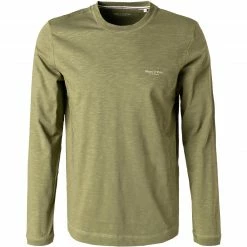 Bester Verkauf 🌟 Marc O'Polo Longsleeve M27 2222 52080/421 Bio Baumwolle, Olivgrün meliert, Oliv 💯