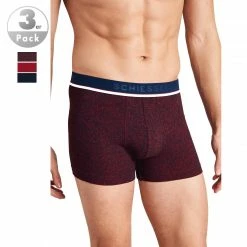 Coupon 🤩 Schiesser Shorts 3er Pack 175736/910 Trunks, Baumwoll-Stretch, Rot-nachtblau, Rot 💯
