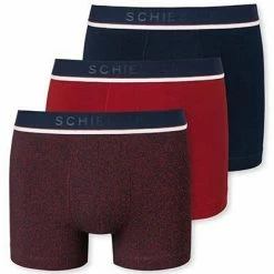 Coupon 🤩 Schiesser Shorts 3er Pack 175736/910 Trunks, Baumwoll-Stretch, Rot-nachtblau, Rot 💯 -Wäsche Verkaufsladen 374658 norm3