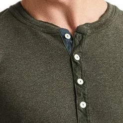 Brandneu 🤩 Schiesser Revival Karl-Heinz Henley 1/1 175884/711 Longsleeve, Baumwolle, Khaki meliert, Khaki 🌟 -Wäsche Verkaufsladen 374923 norm3