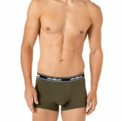 Angebote 😀 Strellson Shorts 3er Pack 531476/754 Trunks, Baumwoll-Stretch, Oliv-navy gemustert, Oliv 🧨 -Wäsche Verkaufsladen 376025 norm2