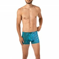 Bestes Angebot ❤️ bruno banani Shorts Primary Rock 2201-2341/06 Trunk, Mikrofaser-Stretch, Grün-blau gemustert, Grün 🤩