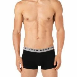 Schlussverkauf ✨ BOSS Trunks 3er Pack 50458488/963 Baumwoll-Stretch, Schwarz-grün-blau, Tannengrün-hellblau-schwarz 🎉 -Wäsche Verkaufsladen 376797 norm3