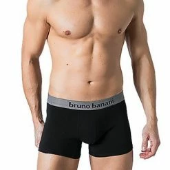 Billig 🥰 bruno banani Shorts 2er Pack Flow. 2203-1388/1782 Trunks, Baumwoll-Stretch, Schwarz-grau meliert 🔥 -Wäsche Verkaufsladen 379103 norm2