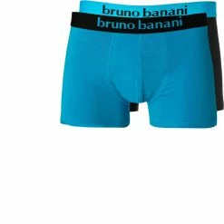 Neu 🥰 bruno banani Shorts 2er Pack Flow. 2203-1388/2150 Trunks, Baumwoll-Stretch, Aqua-schwarz 🤩