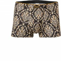 Bester Verkauf 🔔 bruno banani Hipshort Baroque Art 2202-2345/4325 Trunk, Mikrofaser-Stretch, Schwarz-gelbgold gemustert , Dunkelblau-beige 😀