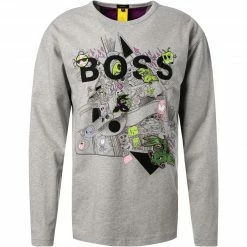 Coupon 🌟 BOSS Longsleeve Tovel Lotus 50462903/053 Oversized Fit, Baumwolle, Grau, Hellgrau 😍