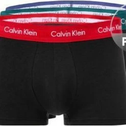 Blitzangebot 🧨 Calvin Klein Underwear Calvin Klein COTTON STRETCH 3er Pack U2664G/WHJ Trunks, Baumwoll-Stretch, Schwarz, Tannengrün-blau-rot 🔔 -Wäsche Verkaufsladen 381676 norm