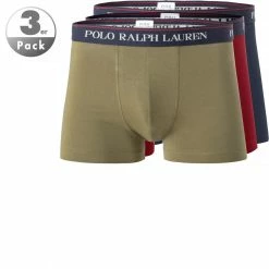 Besorgen 💯 Polo Ralph Lauren Trunks 3er Pack 714830299/020 Baumwoll-Stretch, Oliv-barolo-navy, Rot-olive-navy ✔️