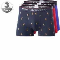Neu ❤️ Polo Ralph Lauren Trunks 3er Pack 714830299/031 Baumwoll-Stretch, Royal-rot-navy gemustert, Navy-rot-kornblumen ✔️