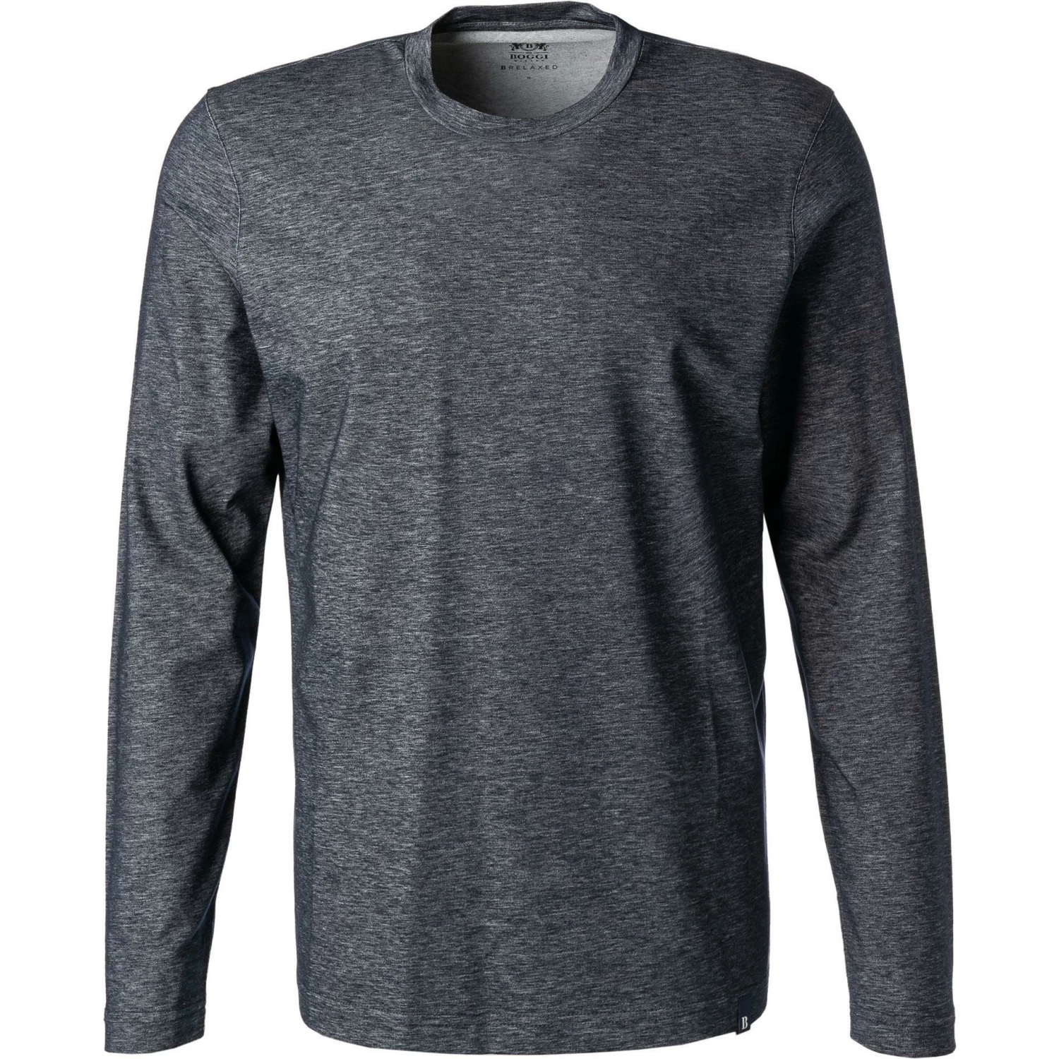 Auslauf ⌛ BOGGI MILANO T-Shirt BO21A0411/01 Longsleeve, Baumwolle, Navy meliert, Navy ⌛ 1 Auslauf ⌛ BOGGI MILANO T-Shirt BO21A0411/01 Longsleeve, Baumwolle, Navy meliert, Navy ⌛