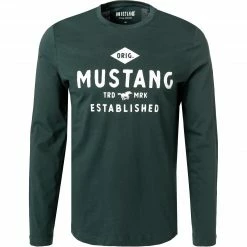 Budget ⭐ MUSTANG T-Shirt 1011954/6432 Longsleeve, Baumwolle, Dunkelgrün 😀