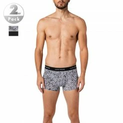 Angebote ✨ BOSS Trunks 2er Pack 50464433/120 Baumwoll-Stretch, Schwarz-weiß gemustert, Weiß-schwarz 😍