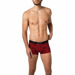 Neu 😉 BOSS Trunk Lunar 50464436/640 Baumwolle-Modal, Rot-schwarz gemustert, Rot-schwarz 👍