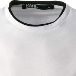 Bestes Angebot 🧨 KARL LAGERFELD T-Shirt 755084/0/521224/10 Longsleeve, Baumwolle, Weiß-schwarz, Weiß 🥰 -Wäsche Verkaufsladen 382815 norm2