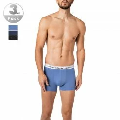 Schlussverkauf 🔥 Polo Ralph Lauren Trunks 3er Pack 714830299/025 Baumwoll-Stretch, Grau-blau meliert, Blau-graphit-denim 🎁