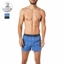 Budget 👍 Polo Ralph Lauren Boxer 3er Pack 714866472/002 Boxershorts, Baumwoll-Stretch, Navy-hellblau gemustert, Blau 💯