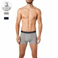 Billig ✔️ Polo Ralph Lauren Trunks 3er Pack 714835885/003 Baumwoll-Stretch, Schwarz-weiß-grau, Weiß-schwarz-grau 🤩