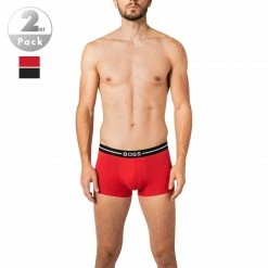 Billig 🌟 BOSS Trunks 3er Pack 50460261/972 Baumwoll-Stretch, Rot-schwarz, Schwarz-rot ✔️