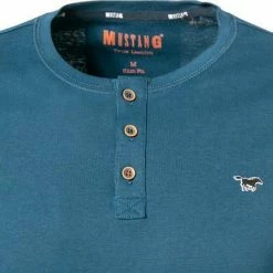 Bestes Angebot ⭐ MUSTANG Longsleeve 1012375/5243 Slim Fit, Baumwolle, Petrol 🎁 -Wäsche Verkaufsladen 383591 norm2