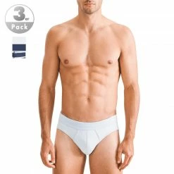 Angebote 🎉 Seidensticker Brief 3er Pack 12.200017/0019 Slips, Baumwoll-Stretch, Navy-hellblau gestreift, Navy 🔔