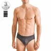 Neu 👍 Seidensticker Brief 3er Pack 12.200017/0039 Slips, Baumwoll-Stretch, Schwarz-grau gestreift, Schwarz 🔔