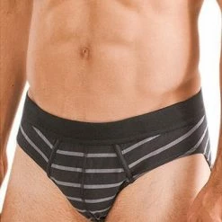 Neu 👍 Seidensticker Brief 3er Pack 12.200017/0039 Slips, Baumwoll-Stretch, Schwarz-grau gestreift, Schwarz 🔔 -Wäsche Verkaufsladen 383889 norm4