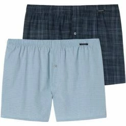 Bestpreis 👍 Schiesser Boxershorts 2er Pack 176829/909 Baumwolle, Blau-navy, Dunkelblau-hellblau 🌟 -Wäsche Verkaufsladen 384814 norm3
