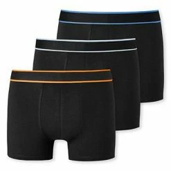 Neu 🔥 Schiesser Shorts 3er Pack 176902/901 Trunks, Baumwoll-Stretch, Dunkelblau, Blau-weiß-orange 😍 -Wäsche Verkaufsladen 384831 norm3